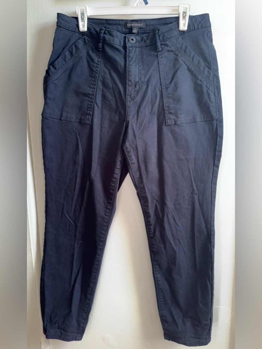 Banana Republic Black High Rise Utility Patch Pocket Straight Leg Pants Size 12